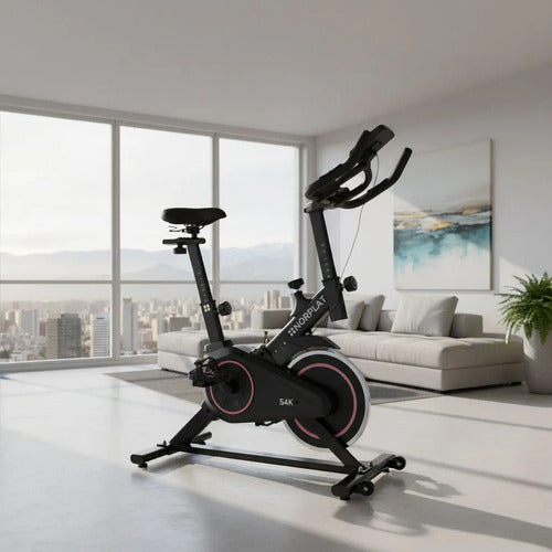 Bicicleta Estatica Norplat S4k Spinning Fitness Volante 4kg Rosa Y Negro