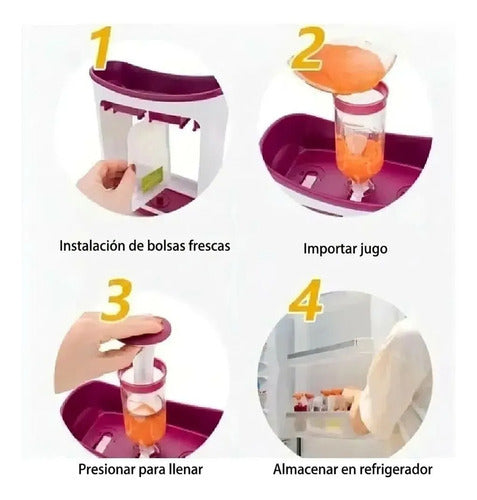 Dispensadora De Compota Norplat Papilla Niño + 10 Bolsas Blanco