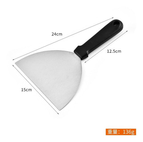 Espatula Metálica Para Cocina Parrilla Plancha Hamburguesas Negro