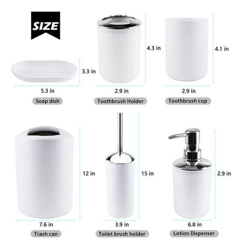 Set De Accesorios Para Baño - 6 Piezas - Norplat Blanco