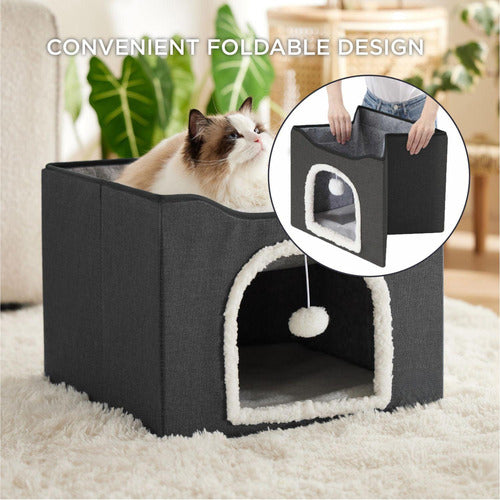 Cama Para Gatos Casa Plegable Gatos Perros Pequeños Norplat  Gris Oscuro