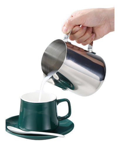 Jarro Lechero Jarra Espuma De Leche Jarra Texturizar 600ml Plateado