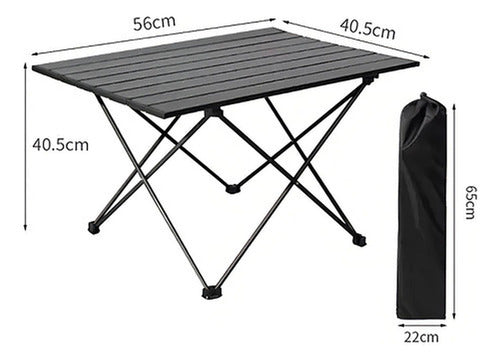 Mesa Camping Plegable Portátil Metalico Con Bolso - Norplat Negro