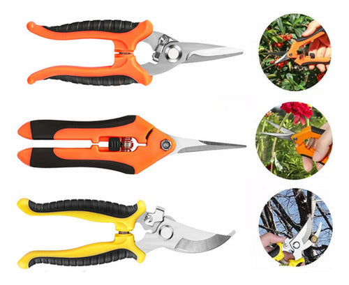 3 Tijeras Podadoras Norplat - Tijeron Poda Acero Inoxidable Multicolor