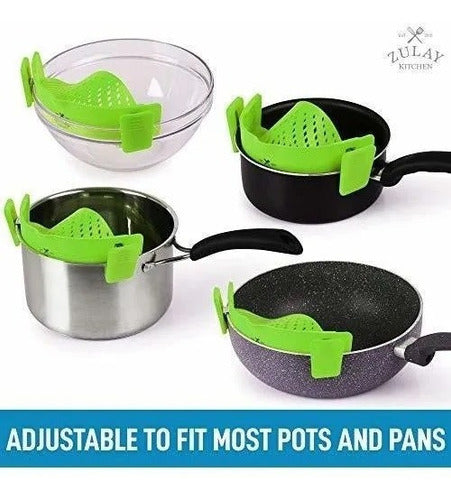 Colador De Clip Fácil Silicona Para Ollas Y Sartenes - Cukin Rojo