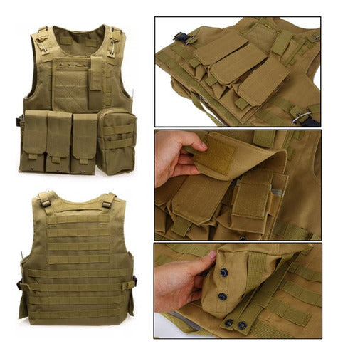 Chalecos Tacticos Norplat Chaleco Tactico Ajustable Molle Marrón L