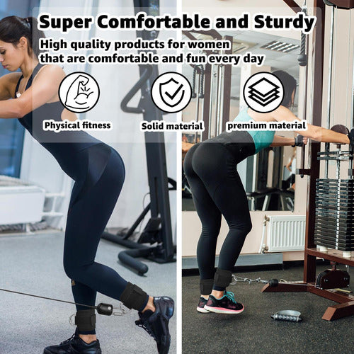 2 Tobilleras Polea Enganche Gym Glúteos Extensiones Norplat Negro
