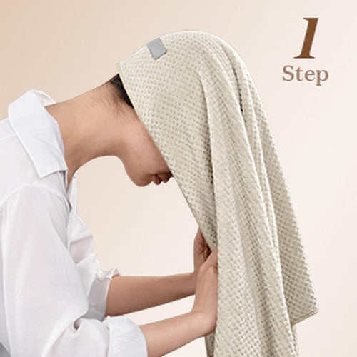 Toalla Turbante Para El Cabello Pelo De Microfibra - Norplat Beige Lisa