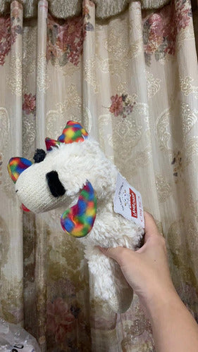 Peluche Oveja Con Texturas Y Sonido Para Mascotas Y Niños Blanco Con Patas Multicolor