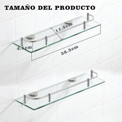 Organizador Ducha Repisa Baño Set 2 Vidrio Templado Norplat Plata