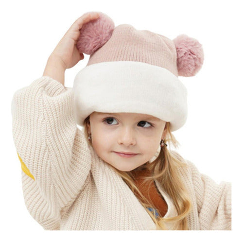 Gorro Con Cuello Bebés 6m A 2 Años Invierno Abrigado Norplat Rosa Talle Unico Geométrico