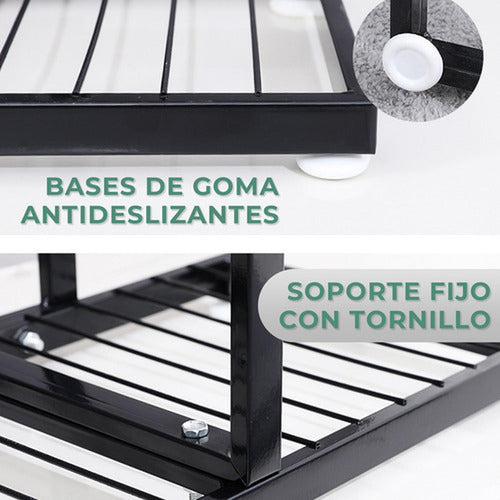 Porta Macetero Norplat 7 Macetas Estante Atril Planta Metal Negro Lisa