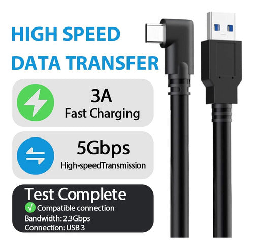 Cable Usb Para Oculus Link Quest 2 5mt 5gbps - Norplat Negro