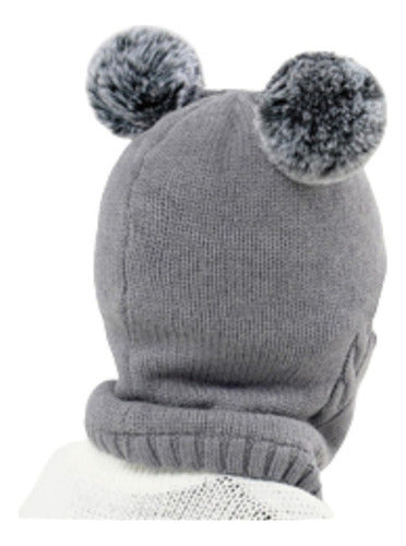 Gorro Con Cuello Bebés 6m A 2 Años Invierno Abrigado Norplat Gris Talle Unico Geométrico