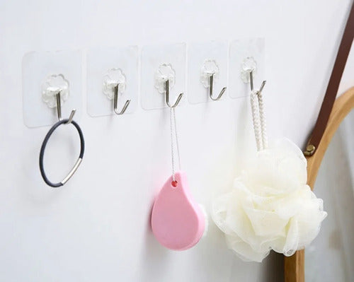 Pack 10 Unidades Gancho Para Pared / Metálico Con Adhesivo Agua