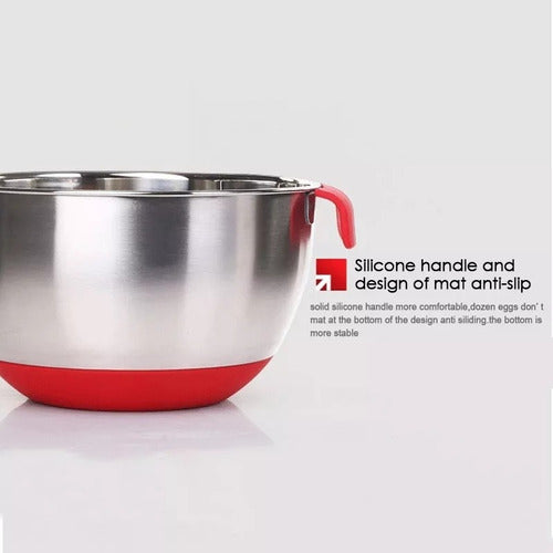 Bowl Acero Inoxidable Antideslizante Repostería - Norplat - Rojo