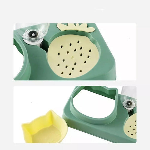 Bebedero Y Comedero Plato Doble Para Mascotas Perro Gato Wuf Verde Claro