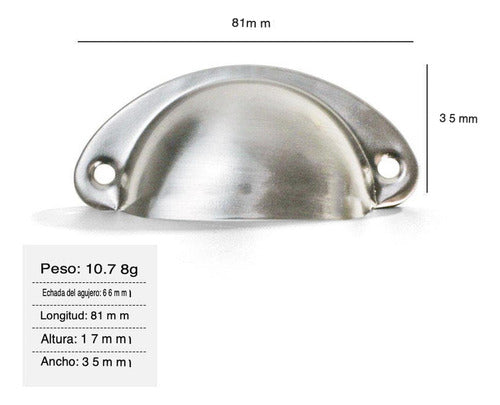 Set 12 Tiradores Para Muebles Cocina Cajón Manilla - Norplat Plateado