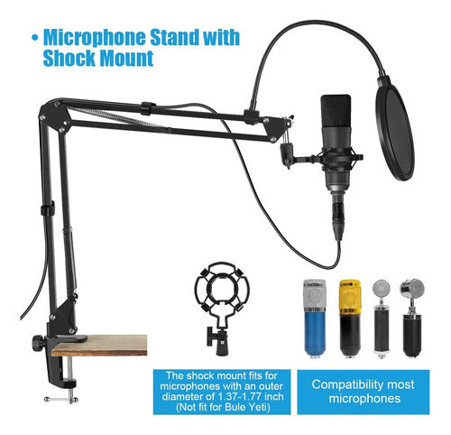 Soporte Brazo Micrófono Norplat Tiktok Estudio Grabación Negro