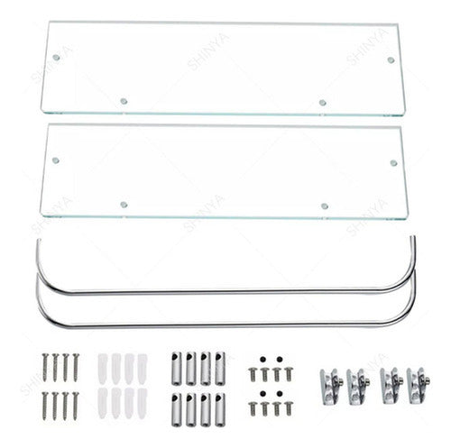 Organizador Ducha Repisa Baño Set 2 Vidrio Templado Norplat Plata