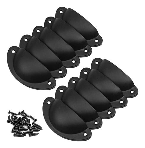 Set 12 Tiradores Para Muebles Cocina Cajón Manilla - Norplat Negro