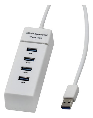 Hub Usb 3.0 4 Puertos Bocas Luz Indicadora Blanco