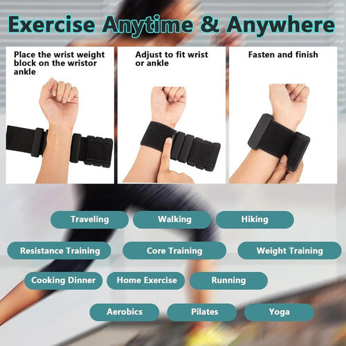 2 Muñequeras Pulsera Silicona Con Peso 450g C/u - Norplat Negro