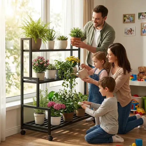 Soporte De 3 Estantes Metalico Norplat Porta Macetas Plantas Lisa