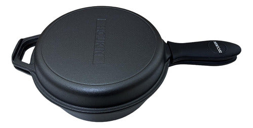 Dutch Oven Ø26cm 2 Sartenes Hierro Fundido + 2 Grip - Cukin Negro