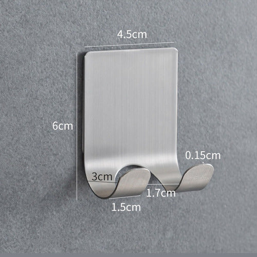 Pack De 10 Colgadores Percha Doble Baño Organizador Adhesivo Plateado