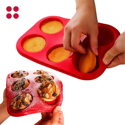 Molde De Silicona Para 6 Muffin O Cupcakes - Cukin Rojo