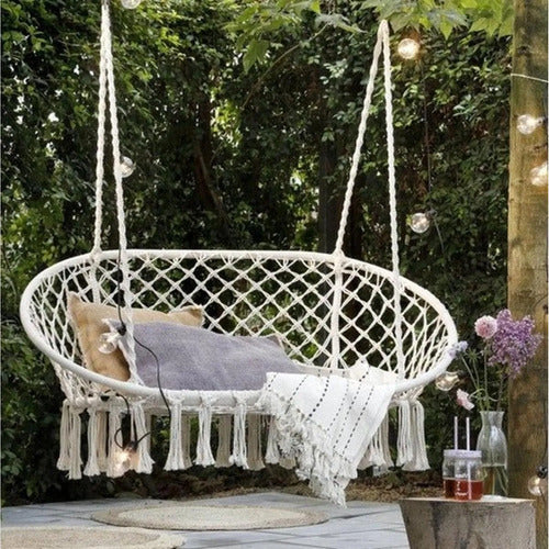 Mecedora Para Terraza Norplat Tipo Columpio De Macrame Crudo Macrame