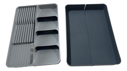 Organizador De Cubiertos Servicio Cocina Extensible Norplat Gris