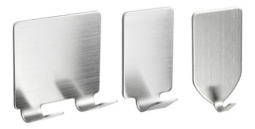 Pack De 10 Colgadores Percha Doble Baño Organizador Adhesivo Plateado