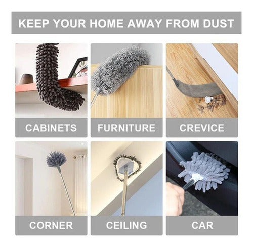 Plumero 2.5m Retractil Microfibra Limpiador Polvo - Norplat Gris