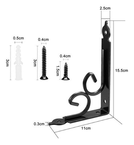 6 Soporte Repisa Flotante Estante Metal Pared Ángulo Norplat Negro