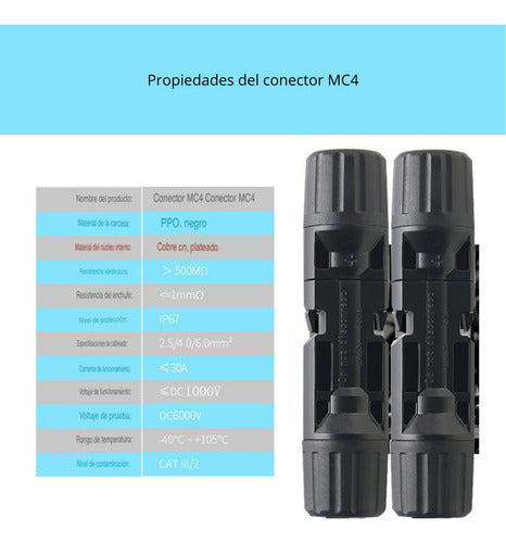 10 Pares Conector Mc4 Macho Hembra Ip67 Cat Iii/2 - Norplat Negro
