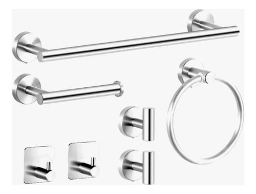 Set De 7 Accesorios Baño Acero Inoxidable Toallero - Norplat Plateado