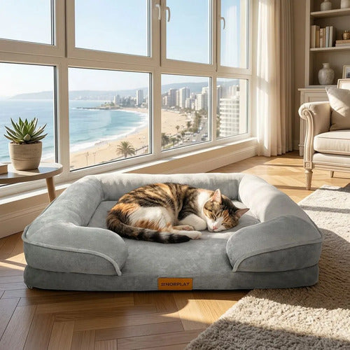 Cama Antiestres Norplat 90cm Xl - Perro Colchon Ortopédica  Gris Claro Ortopédico