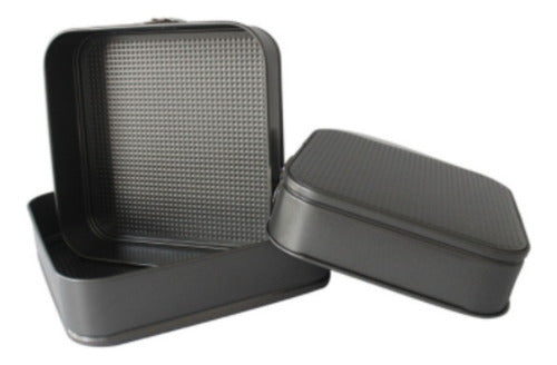 5 Molde Cuadrado Antiadherente Desmontable Tortas Repostería Negro