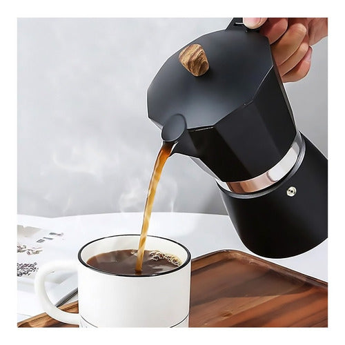 Cafetera Espresso Italiana De Diseño Premium 6 Tazas Cukin Negro