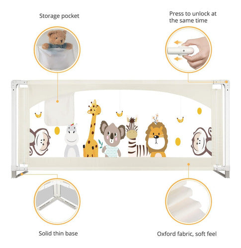 Baranda Cama Seguridad Bebe Plegable Ajustable 200cm Norplat Beige Zoológico