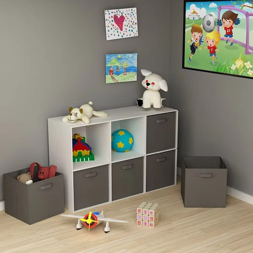 Kit 6 Cajas Organizadoras Cubo Plegables Closet Ropa Norplat Gris Oscuro Lisa