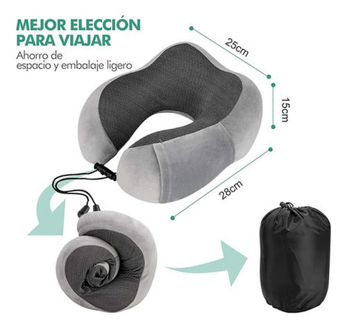 Almohada Cuello Especial Para Viajes Cojin Cervical Norplat Gris