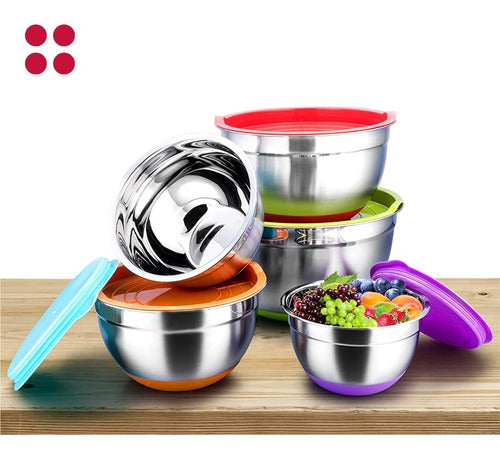 Pack De 5 Bowls Para Alimentos Herméticos - Colores Surtidos Plateado