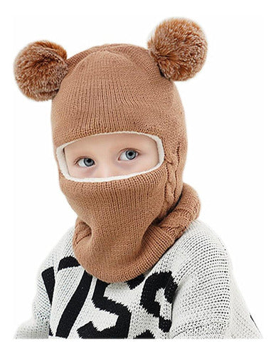 Gorro Con Cuello Bebés 6m A 2 Años Invierno Abrigado Norplat Marrón Talle Unico Geométrico