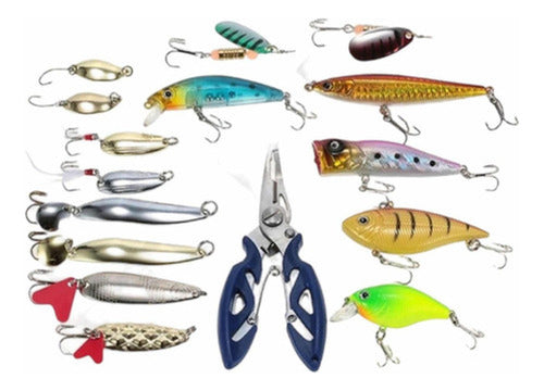 Kit De Pesca 101 Señuelos Alicates Anzuelos Vinilos Norplat Multicolor