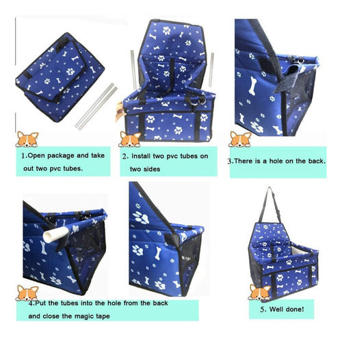 Norplat Asiento Auto Mascota Reforzado Plegable Seguridad Azul