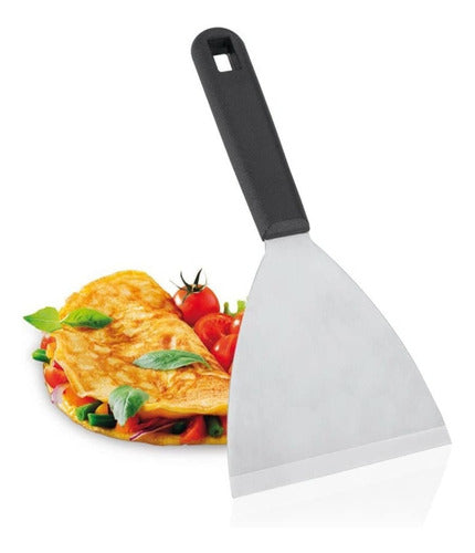 Espatula Metálica Para Cocina Parrilla Plancha Hamburguesas Negro