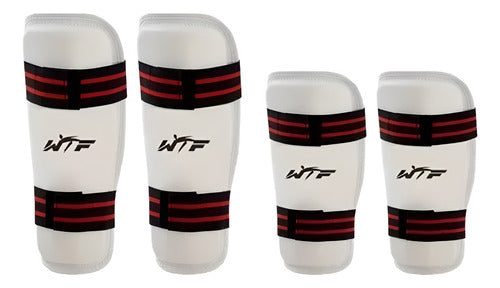 Canilleras Antebraceras X4 Artes Marciales Taekwondo Norplat Blanco Xl